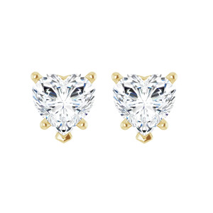 Heart Natural Mined Diamond Stud Earrings 14K Yellow Gold (0.91 Ct,I Color,Si2 Clarity)