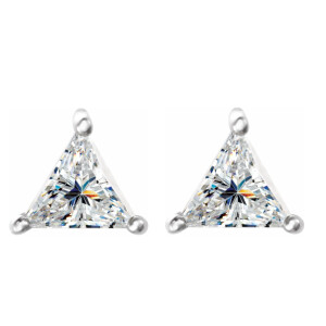 Triangle Natural Mined Diamond Stud Earrings 14K White Gold (0.84 Ct,I Color,Si2 Clarity)