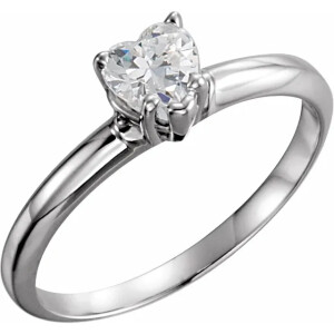 Heart Diamond Solitaire Engagement Ring,14K White Gold (0.6 Ct,H Color,Vs1 Clarity) GIA Certified