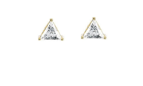 Triangle Diamond Stud Earrings 14K Yellow Gold (0.76 Ct,K Color,Vs1 Clarity)