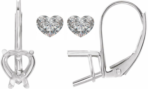 Heart Natural Mined Diamond Lever Back Earrings 14K White Gold (0.6 Ct,I Color,Vs2-Si1 Clarity)