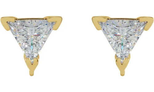 Triangle Natural Mined Diamond Stud Earrings 14K Yellow Gold (0.53 Ct,H Color,Vs2-Si1 Clarity)