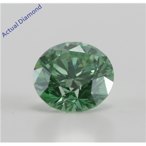 Round Cut Loose Diamond (0.57 Ct, Olive Green(Color Irradiated) ,SI2)  