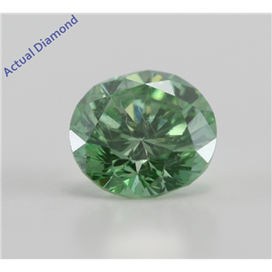 Round Cut Loose Diamond (0.72 Ct, Olive Green(Color Irradiated) ,SI2(Clarity Enhanced))  