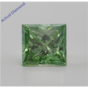 Princess Cut Loose Diamond (1.03 Ct, Olive Green(Color Irradiated), SI3(Clarity Enhanced))  