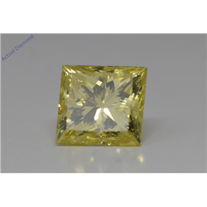 Princess Loose Diamond (1.59 Ct,Fancy Canary Yellow(Irradiated) Color,Si1(Enhanced) Clarity) IGL Certified