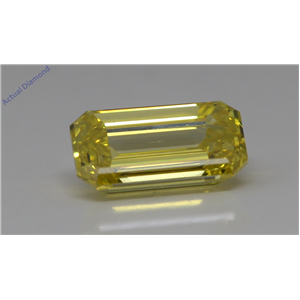 Emerald Cut Loose Diamond (1.5 Ct,Fancy Canary Yellow(Irradiated) Color,Vs2(Enhanced) Clarity) IGL Certified