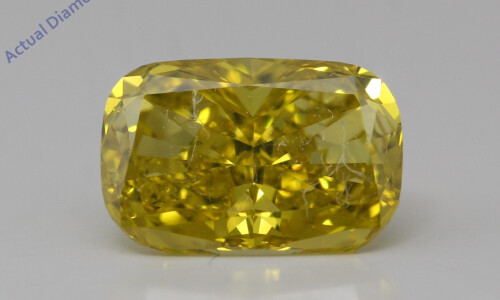 Cushion Natural Mined Loose Diamond (1.86 Ct Intense Yellow(Irradiated) Vs1(Enhanced) Clarity) Igl