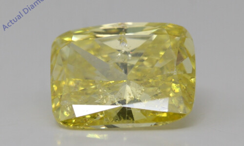 Cushion Natural Mined Loose Diamond (2.36 Ct Intense Yellow(Irradiated) Si2(Enhanced) Clarity) Igl