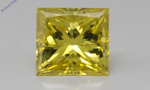 Princess Natural Mined Loose Diamond (1.5 Ct Intense Yellow(Irradiated) Si1(Enhanced) Clarity) Igl