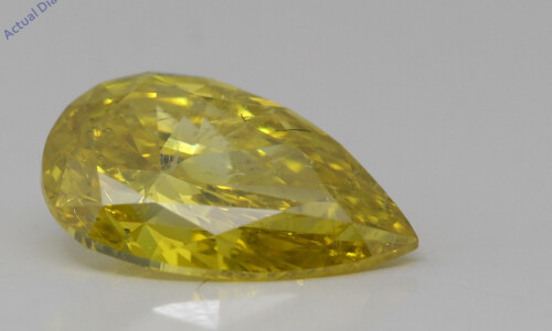 Pear Natural Mined Loose Diamond (1.53 Ct Yellow(Irradiated) Si1(Enhanced Drilled) Clarity) Igl