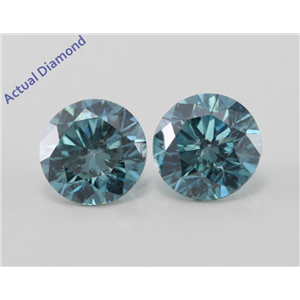 A Pair of Round Cut Loose Diamonds (2.19 Ct, Fancy Intense Blue (Color Irradiated) Color, SI1(Clarity Enhanced) Clarity) IGL Certified