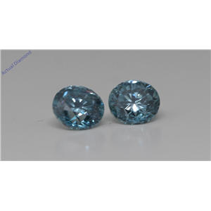A Pair Of Round Loose Diamonds (1.02 Ct Fancy Intense Blue(Irradiated) Color Si1-Vs2(Enhanced) Clarity) Igl
