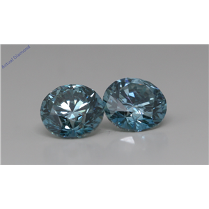 A Pair Of Round Loose Diamonds (2.03 Ct Fancy Vivid Blue(Irradiated) Color Si1-Vs2(Enhanced) Clarity) Igl