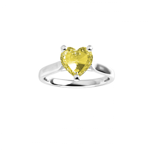 Heart Diamond Ring 14K Yellow Gold (1.08 Ct Fancy Yellow(Irradiated) Vs1(Enhanced) Clarity) Igl