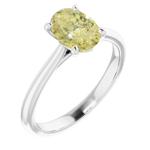 Oval Diamond Engagement Ring 14K White Gold (1.08 Ct Fancy Yellow(Irradiated) Vs2(Enhanced) Clarity) Igl