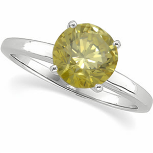 Round Diamond Engagement Ring 14K White Gold (2.03 Ct Fancy Yellow(Irradiated) Vs2(Enhanced) Clarity) Igl
