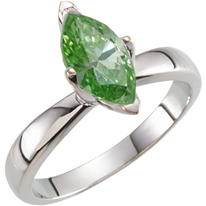 Marquise Diamond Ring 14K White (0.94 Ct Green(Irradiated) Vs1(Laser Dirlled Enhanced) Clarity) Igl