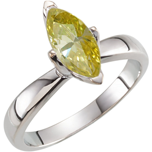Marquise Diamond Engagement Ring 14K White Gold (2 Ct Fancy Yellow(Irradiated) Si1(Enhanced) Clarity) Igl