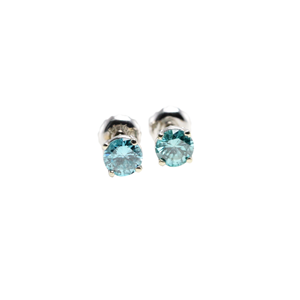 Round Diamond Stud Earrings 14K White Gold (2.03 Ct Vivid Blue(Irradiated) Si1-Vs2(Enhanced) Clarity IGL )