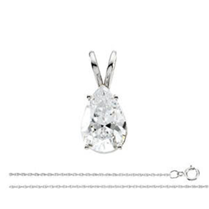 Pear Diamond Solitaire Pendant Necklace 14k White Gold ( 1 Ct, D, VS2(Clarity Enhanced) IGL Certified)