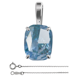 Cushion Diamond Pendant 14K White (2.52 Ct Vivid Blue(Irraidated) Si1(Laser Dirlled Enhanced) ) Igl