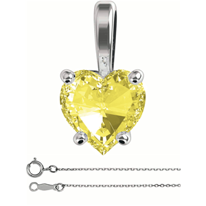 Heart Diamond Pendant 14K White Gold (1.08 Ct Fancy Yellow(Irradiated) Vs1(Enhanced) Clarity) Igl
