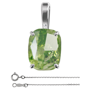Cushion Diamond Pendant 14K White Gold (1.01 Ct Fancy Olive Green(Irradiated) Vs1(Enhanced) Clarity) Igl