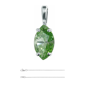 Marquise Diamond Pendant 14K White (0.94 Ct Green(Irradiated) Vs1(Laser Dirlled Enhanced) Clarity) Igl