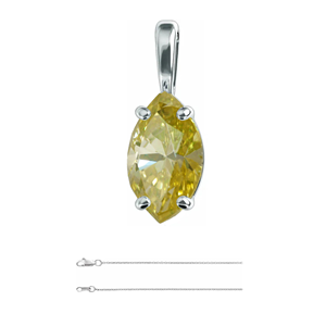 Marquise Diamond Pendant 14K White Gold (2 Ct Fancy Yellow(Irradiated) Si1(Enhanced) Clarity) Igl