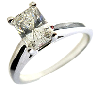 14 White Gold Radiant Cut Solitaire Diamond Ring Bracelet