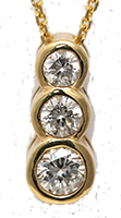 14k Yellow Gold Three Stone Round Diamond Pendant