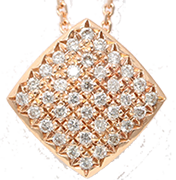 14k Rose Gold Round Pave Setting Diamond Square Pendant Necklace 0.33 Ct H SI2-SI3