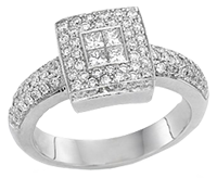 18k White Gold Invisible Setting Ring