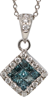Blue Color Enhanced Diamond Pendant
