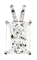 White Gold 14k Chain Emerald Diamond Solitaire Pendant