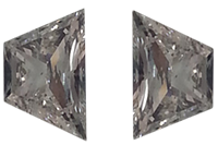 Pair of trapeziod cut brilliant diamonds 