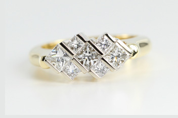 Matching the invisible setting with the princess cut diamond