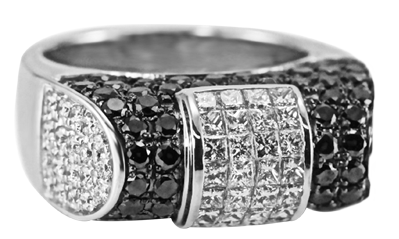 Black Irradiated Multi-Stone Diamond Ring