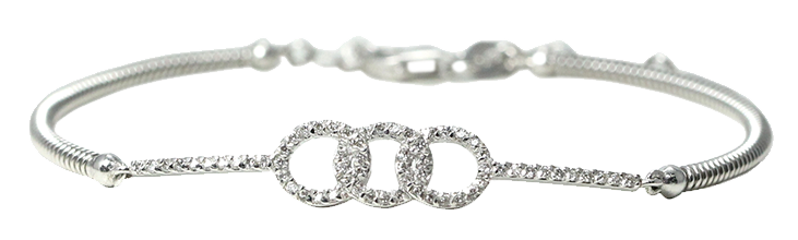 14k White Gold Diamond Bracelet With 3 Interlocking Circles (0.25 Carat, E, VS1)