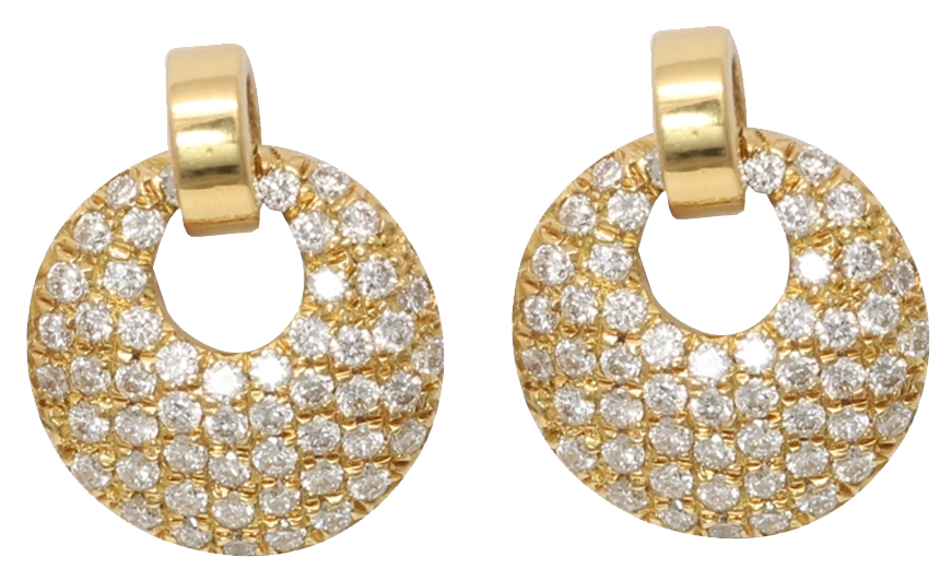 18k Yellow Gold Clustered Circle-Shape La Pousette Back Drop Earrings(0.6 Carat, G, VS1)