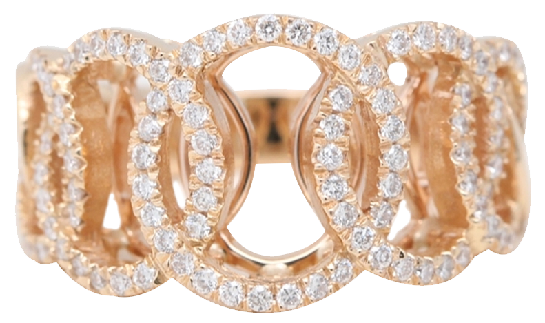 18k Rose Gold Round Diamond Multi-Stone Prong Set Interlocked Circles Ring (0.9 Carat, G, VS1)