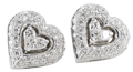 18k White Gold Princess Round Cut Diamond Heart Earrings