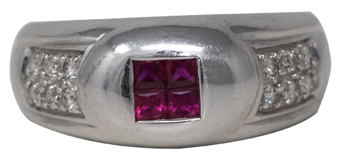 18k White Gold Princess Pink Cut Irradiated Diamond Signet Ring (0.55 Carat, VS)