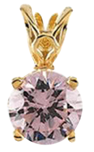 14k Yellow Gold Round Pink Diamond Solitaire Pendant Necklace